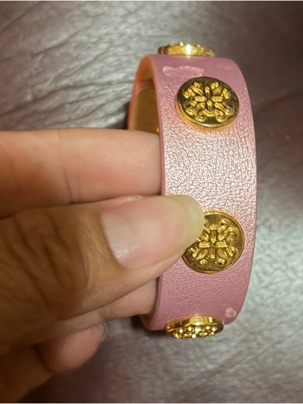 Rustic Cuff Pink Leather Studded Bracelet